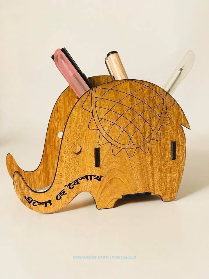 Handcrafted Wooden Elephant Pen Holder – Perfect Desk Accessory Handcrafted Wooden Elephant Pen Holder – Perfect Desk Accessory