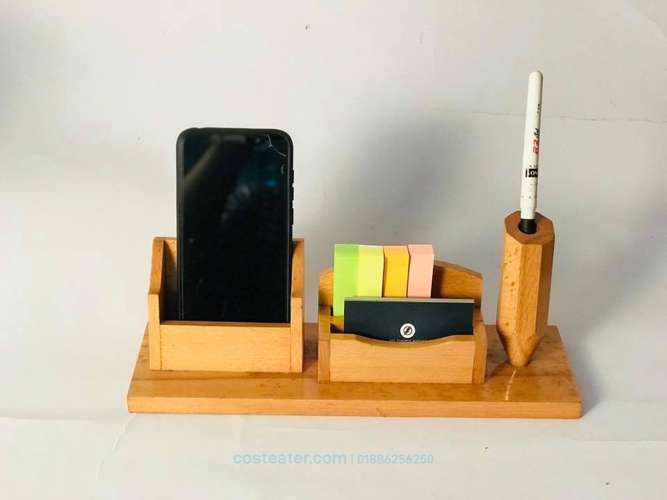 Wooden Desk Organizer – Pen Holder, Card Holder, Mobile Stand and Sticky Paper Storage Wooden Desk Organizer – Pen Holder, Card Holder, Mobile Stand and Sticky Paper Storage