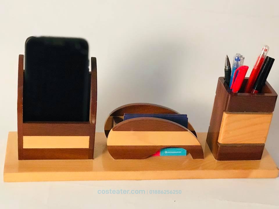 Wooden Desk Organizer – Pen Holder, Card Holder, Mobile Stand Wooden Desk Organizer – Pen Holder, Card Holder, Mobile Stand