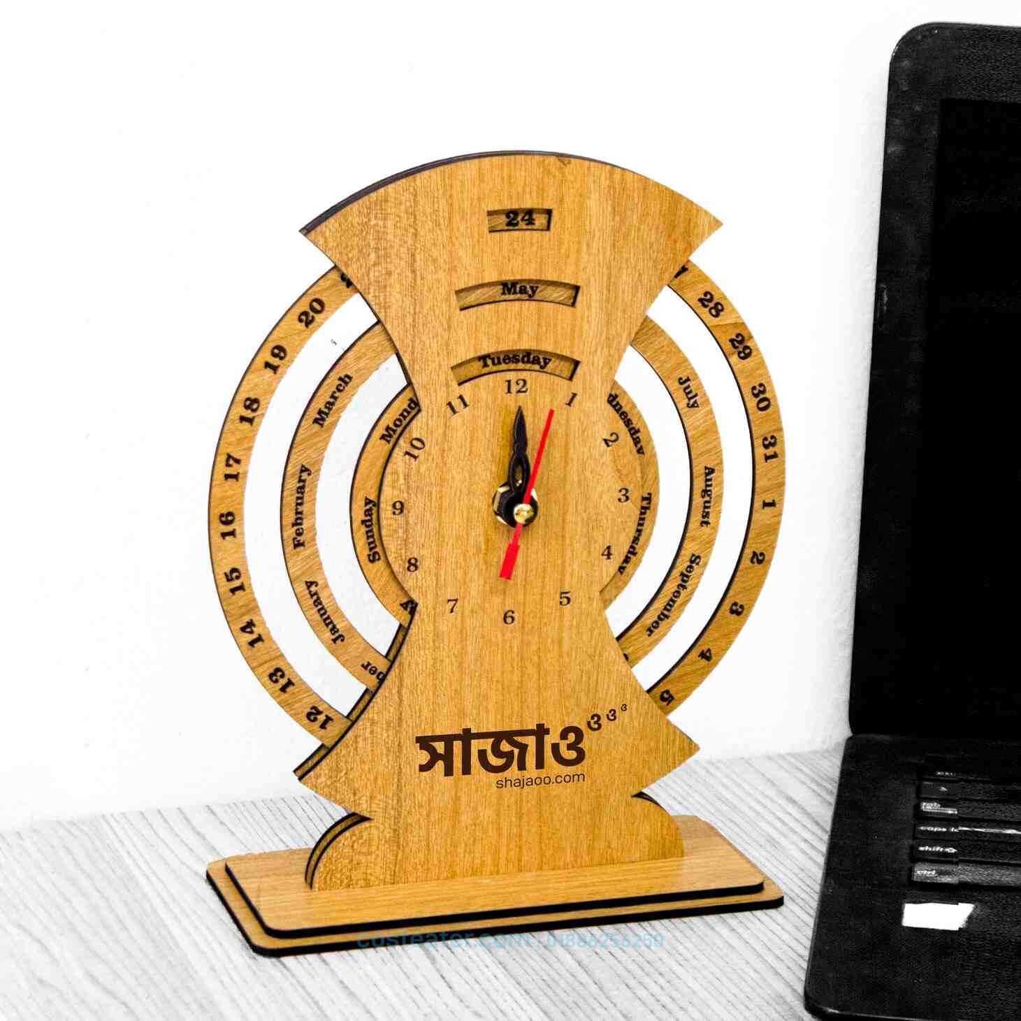 Perpetual Wooden Desk Calendar with Clock – Elegant Wooden Perpetual Calendar with Clock Perpetual Wooden Desk Calendar with Clock – Elegant Wooden Perpetual Calendar with Clock