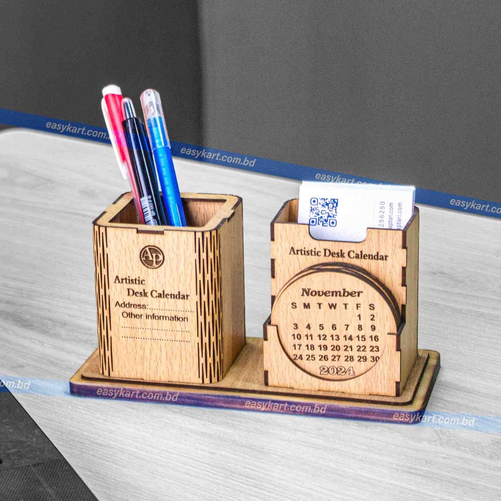 Minimal Wooden Desk Calendar with Pen Stand – Corporate Office Gift Minimal Wooden Desk Calendar with Pen Stand – Corporate Office Gift